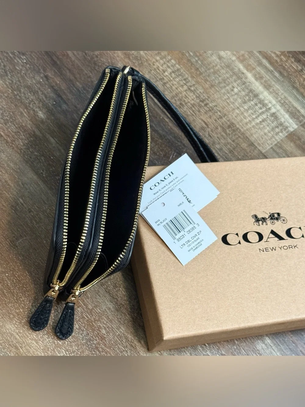 Coach Pebbled Leather Double Zip Wristlet
